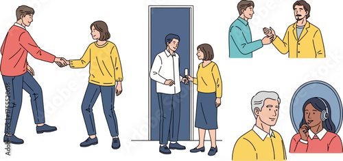 human interactions welcoming, conversing, listening, shaking hands, building diverse connections