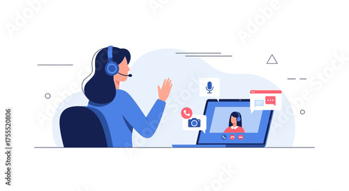 Virtual Meeting Communication: A Digital Connection Illustration For Modern Work
