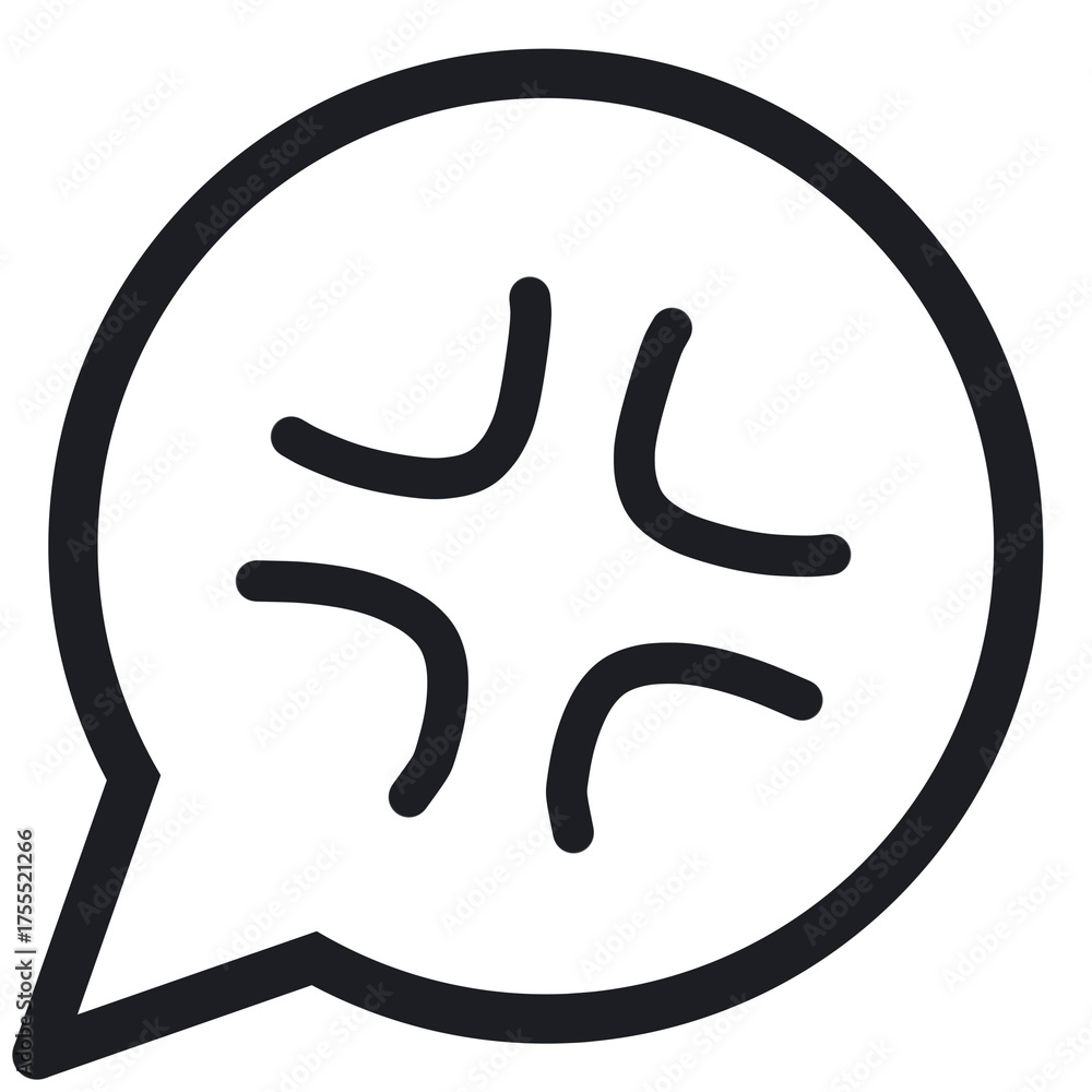 Obraz premium シンプルな丸い吹き出し イラッとマーク(線画・透過版)