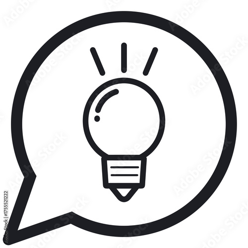 シンプルな丸い吹き出し　ひらめき（線画・透過版）