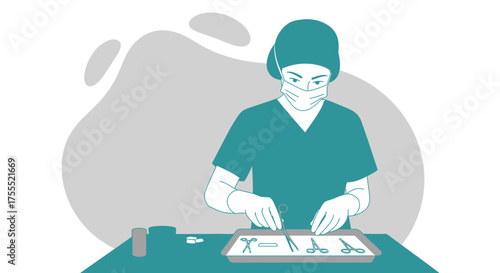 Surgeon Preparing Surgical Instruments For A Procedure In An Operating Room Setting