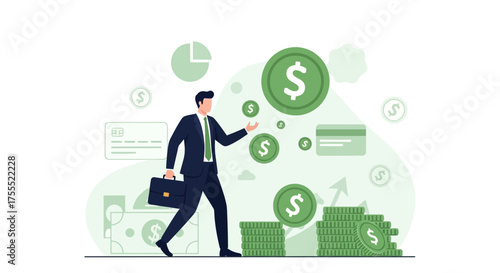 Visionary Businessman Navigating Financial Growth and Investment Opportunities Concisely Presented