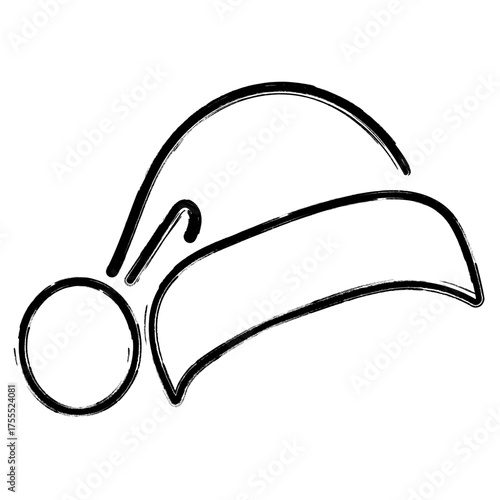 santa hat icon, brush strokes, vector illustration on white background.