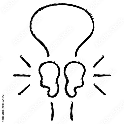 prostatitis icon, brush strokes, vector illustration on white background.