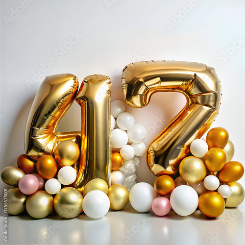 47th Birthday Decorations. Stunning Gold Balloon Setup