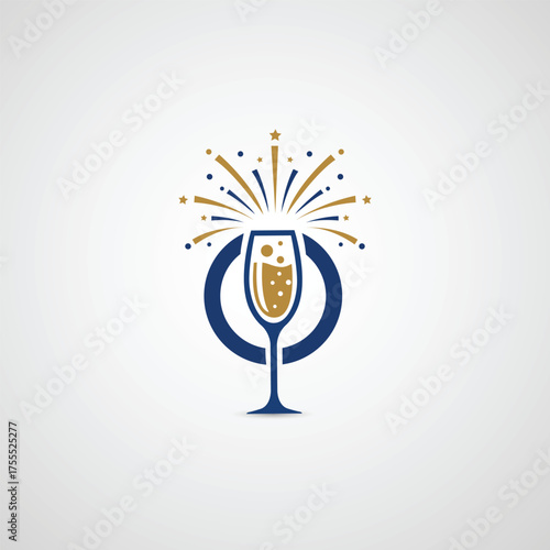 Elegant Champagne Flute with Festive Sparkles