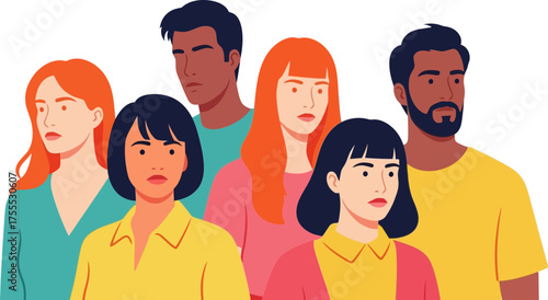 diverse individuals stand together, a resilient community looking ahead, hopeful