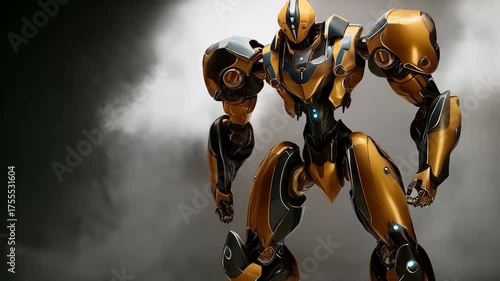 Futuristic Robot Animation Showcasing Advanced Armor Design and Dynamic Poses for Entertainment
