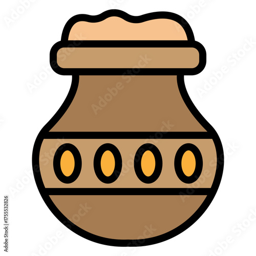 Clay Jar Vector Filled Icon Design