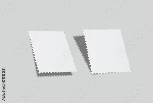 Blank vector realistic rectangle postage stamp mockups frames with perforated edges. Template suitable for presentation postcard, letter, label, coupon, boxes, stamp, sticker, envelopes, leaflets 
