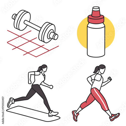 running man and woman Illustration of person meditating with leaves and calm background, vector wellness concept.