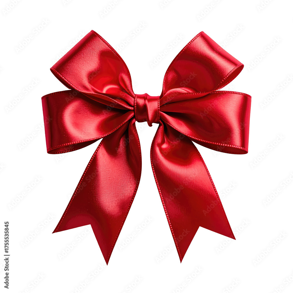 Fototapeta premium A vibrant, digitally rendered, close-up of a luxurious, deep red, satin bow isolated on black