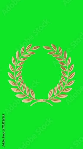 A golden laurel wreath symbolizing victory achievement success and honor is depicted against a vibrant green background with a clean and simple design