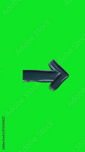 A dark blue thick brushstroke arrow pointing to the right against a solid bright green background with a textured paint effect