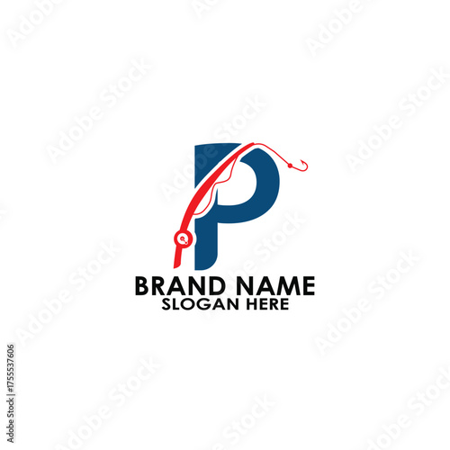 Modern Letter P Fishing Equipment Logo Design