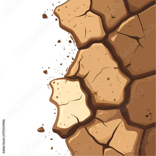 Cracked Earth Texture Pixel Art Style Pattern in Brown Tones Against White Backdrop Depicting Arid Conditions And Environmental Issues No Face