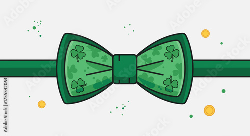 Green bow tie with shamrock patterns for St. Patrick's Day celebration