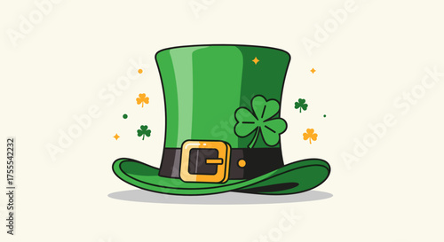 Green leprechaun hat with shamrock for St. Patrick's Day celebration