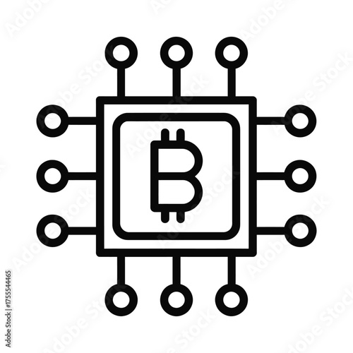 Futuristic bitcoin integrated circuit symbolizing digital cryptocurrency technology and financial innovation