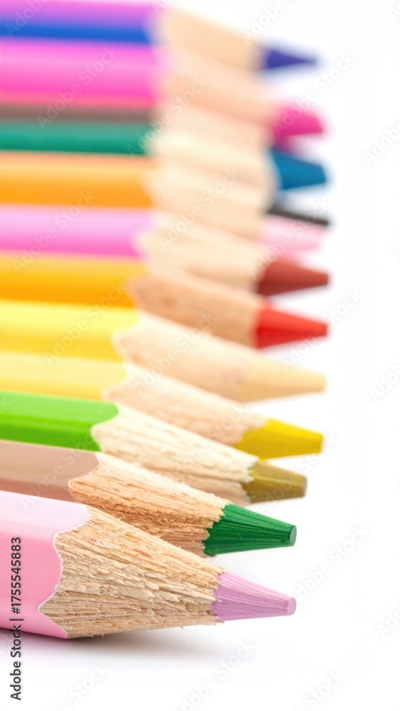 Obraz premium Close-up of colored pencils in a row