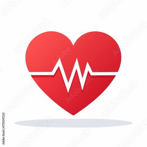 Heartbeat symbol in red heart shape with white pulse line.