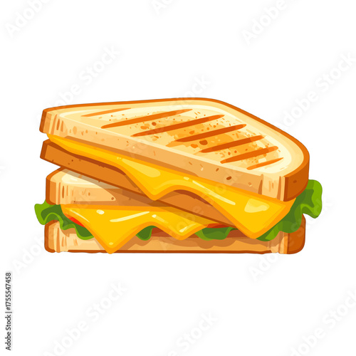 Pixel Art Illustration of a Grilled Cheese Sandwich with Lettuce and Tomato on White Background