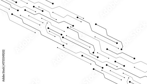 Black circuit diagram on white background. High-tech circuit board connection system.Vector abstract technology on a white background.