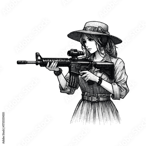 Armed Female Ranger – Tactical Adventure Character Illustration