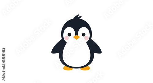 Cute penguin cartoon illustration adorable animal character with simple design for kids and children books