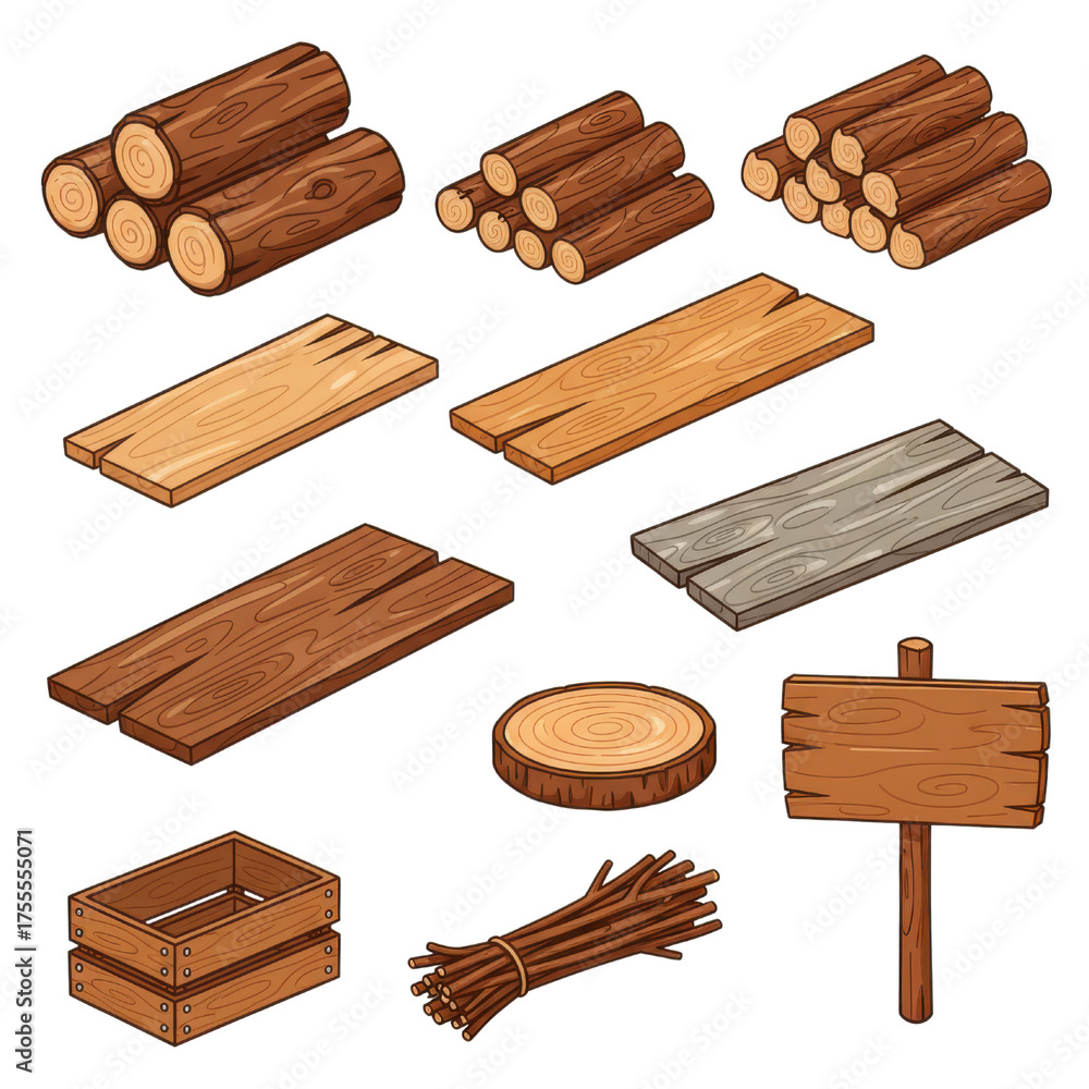custom made wallpaper toronto digitalVarious Wooden Objects Including Logs Planks Crate and Sign Isolated on Black Background