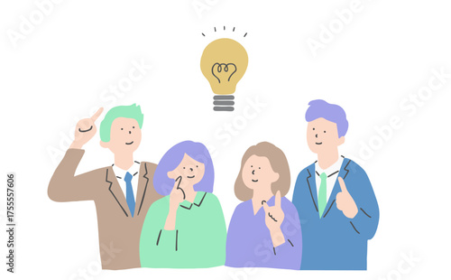 アイデアを出し合う４人の男女