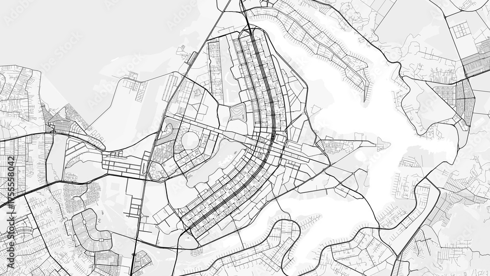 Obraz premium Brasilia City Map. Minimalist black and white line art poster for printing, wallpaper, wall art for home and office decor