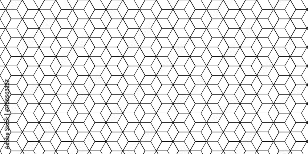 Fototapeta premium Minimal hexagon vector grid line box and metal cube creative geometric fabric abstract tiles gradient web triangle diamond honeycomb hexagon art. 