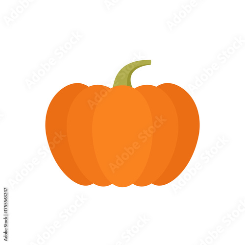 Pumpkin icon. Autumn Halloween or Thanksgiving pumpkin symbol. Flat design. Orange squash silhouette isolated on white background. Vector illustration. Colorful cartoon style.