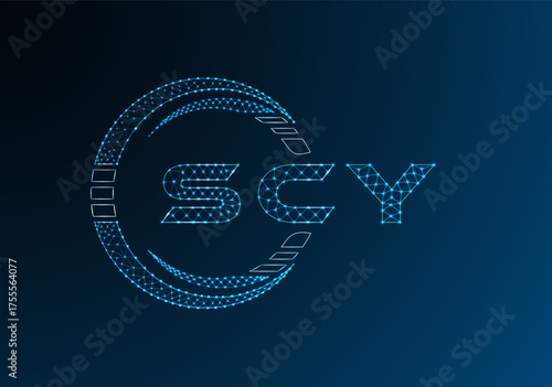 SCY low poly letter logo vector design. SCY lower poly logo design. Low poly logo.