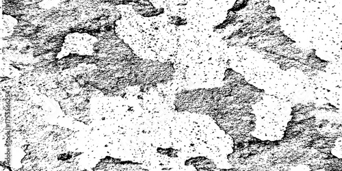 Scratch cracked vintage dusty Splat background. Grunge wall and black and white Dark noise granules Black grainy texture isolated on white background.	