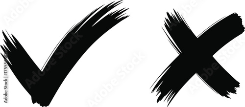 Bold Brushstrokes A Contrast of Choices the Checkmark and Cross Mark in a Graphic Depiction of Options and Selections