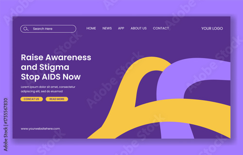 World AIDS Day Landing Page Design with Flat Cartoon Hand Drawn Illustration