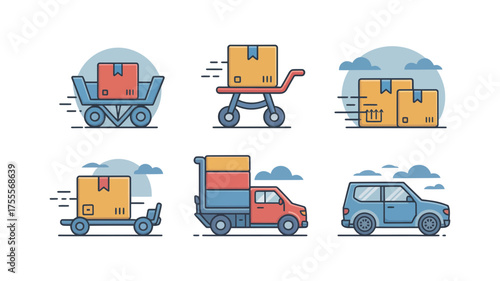 Set of diverse delivery vehicles and transportation methods for package shipping and logistics