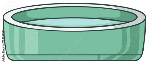 Turquoise Round Water Basin Flat Cartoon Illustration with Soft Rounded Forms Design Element for Print Web