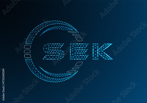 SEK low poly letter logo vector design. SEK lower poly logo design. Low poly logo.