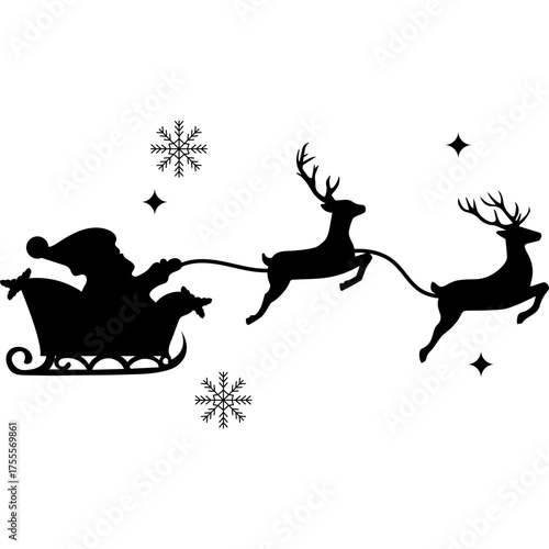 Flying Santa Sleigh with Reindeers