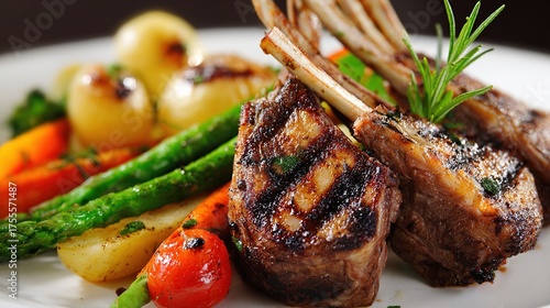 Grilled rack of lamb with vegetables