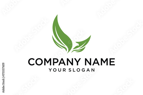 Modern Abstract Green Leaves Logo Design for Nature, Organic, or Eco-Friendly Branding