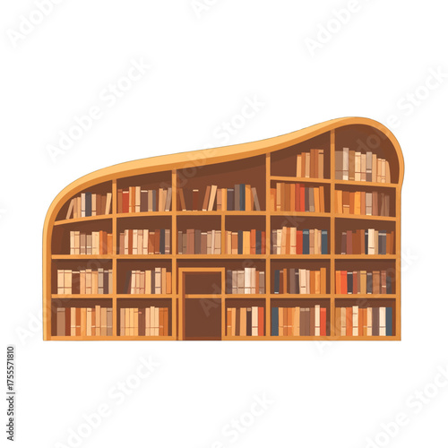 Pixelated Bookshelf with Books on White Background Vector Illustration