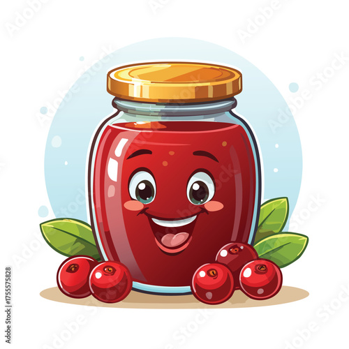 Cheerful fruit preserve jar with berries