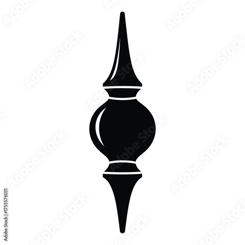 Ornate decorative finial spire shape isolated ornate architectural detail design element black white