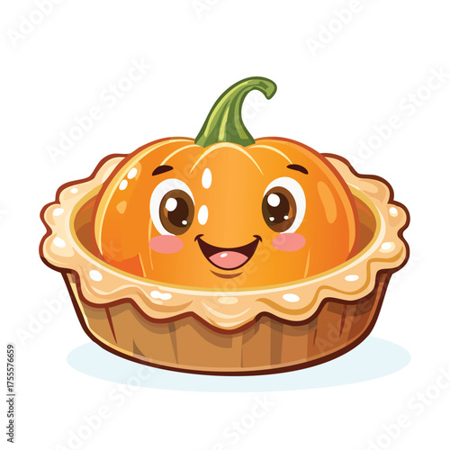 Animated pumpkin pie ready to celebrate