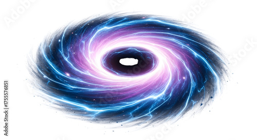 Vibrant cosmic vortex with swirling energy and glowing particles isolated on transparent background