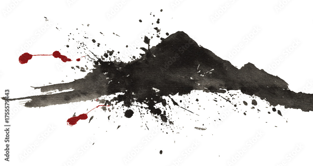 Obraz premium Abstract Black and Red Ink Splatter Watercolor Texture